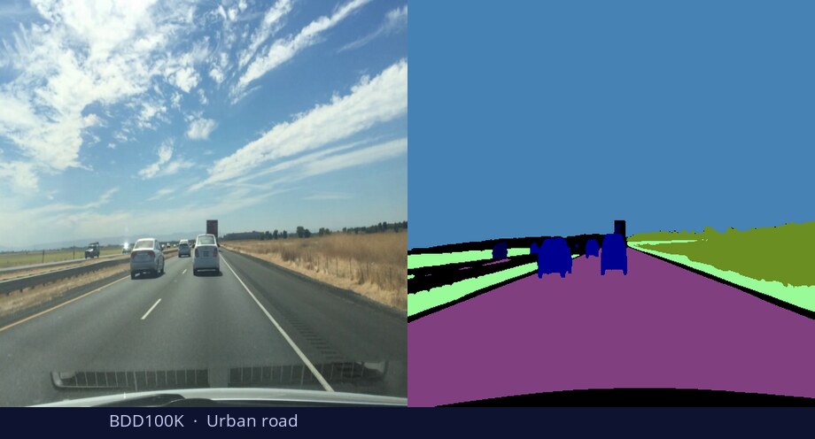 BDD100K urban road — input vs DiGSeg